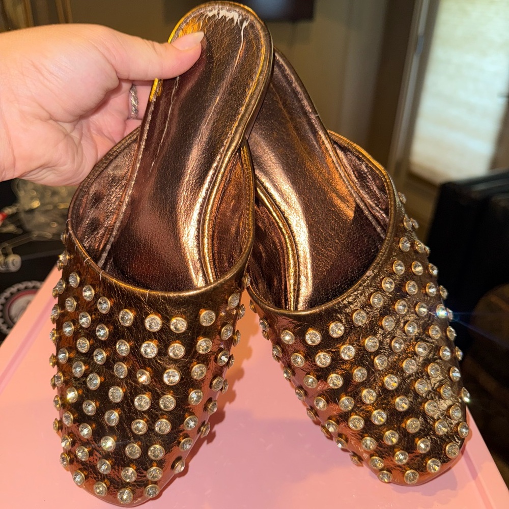 Elegant Bronze Studded Women's Mules